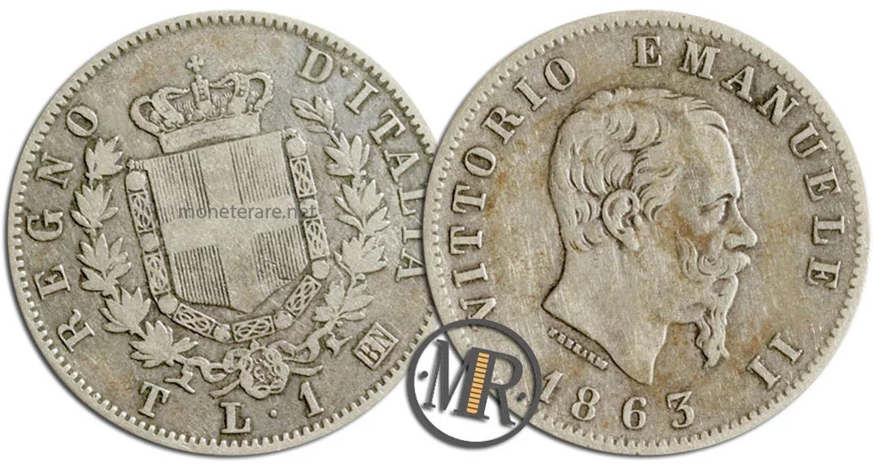 1 Lira Coin Stemma Torino 1863
