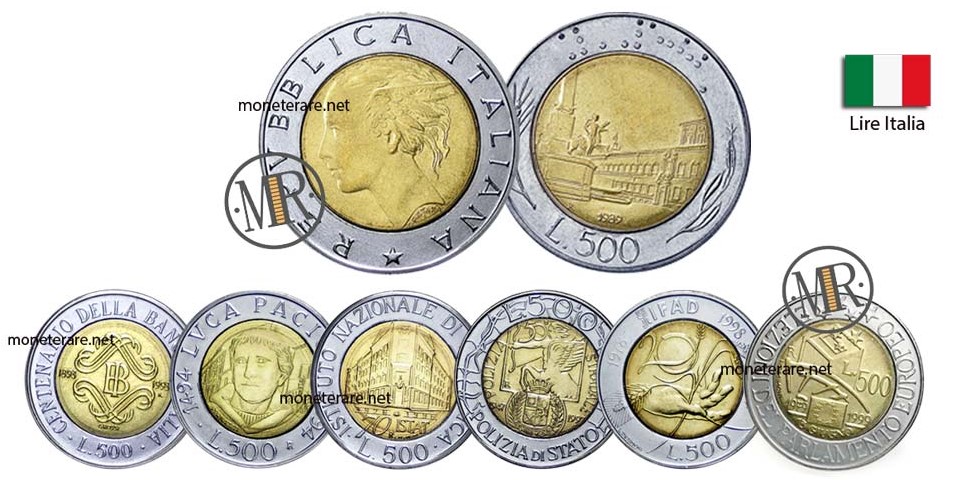 Details about   6 DIFFERENT BI-METAL 500 LIRE COINS from ITALY COMMEMORATIVE  1993-1999 